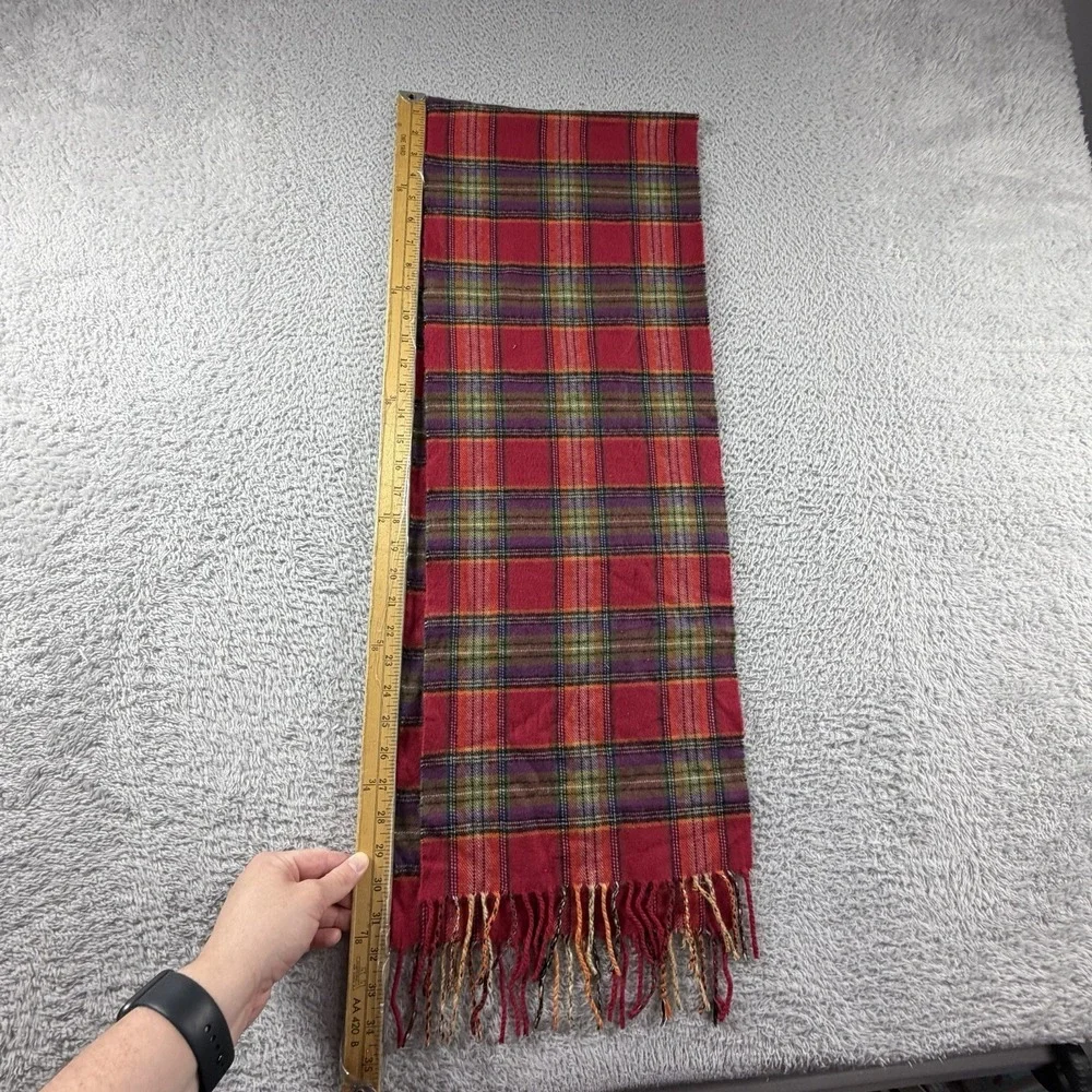 100% Cashmere Scarf Plaid Colorful Made in‎ Scotland Red